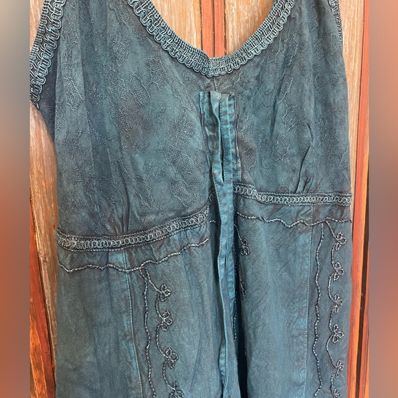 NWT Sakkas Boho Style Embroidered Adjust. Straps Maxi Dress Turquoise S/M - Picture 3 of 8
